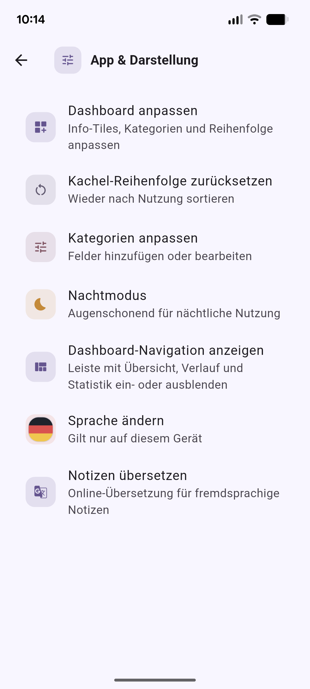 LiaLog - Categorías personalizables