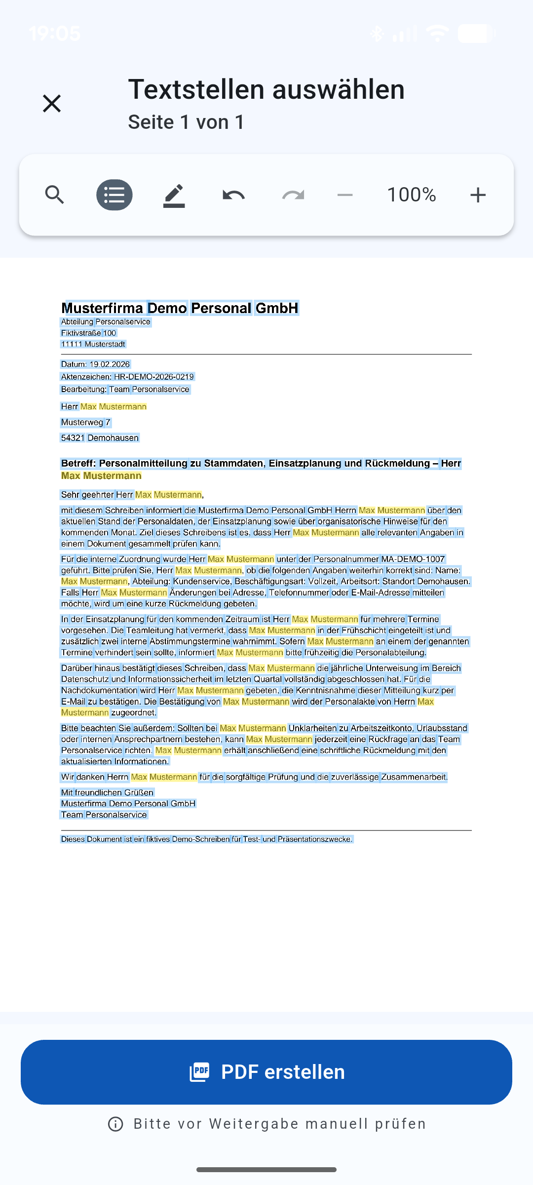 PDF Text Remover OCR Markierung