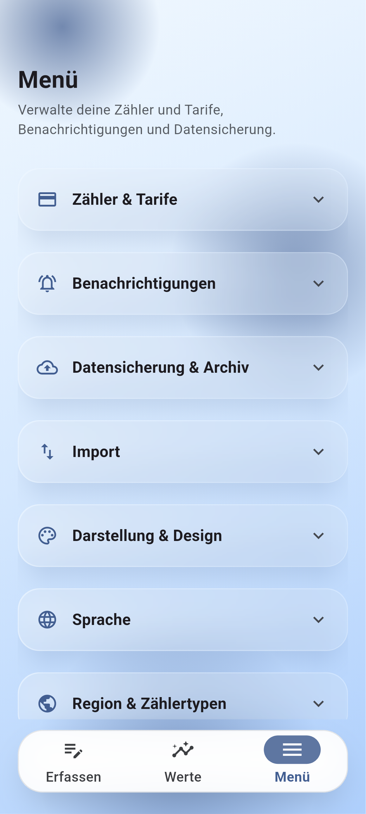Meter - Usage Tracking Menü